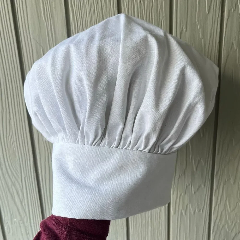 VTG 80s French Chef Hat Toque Originals by Gwen White Cotton Kitchen Costume